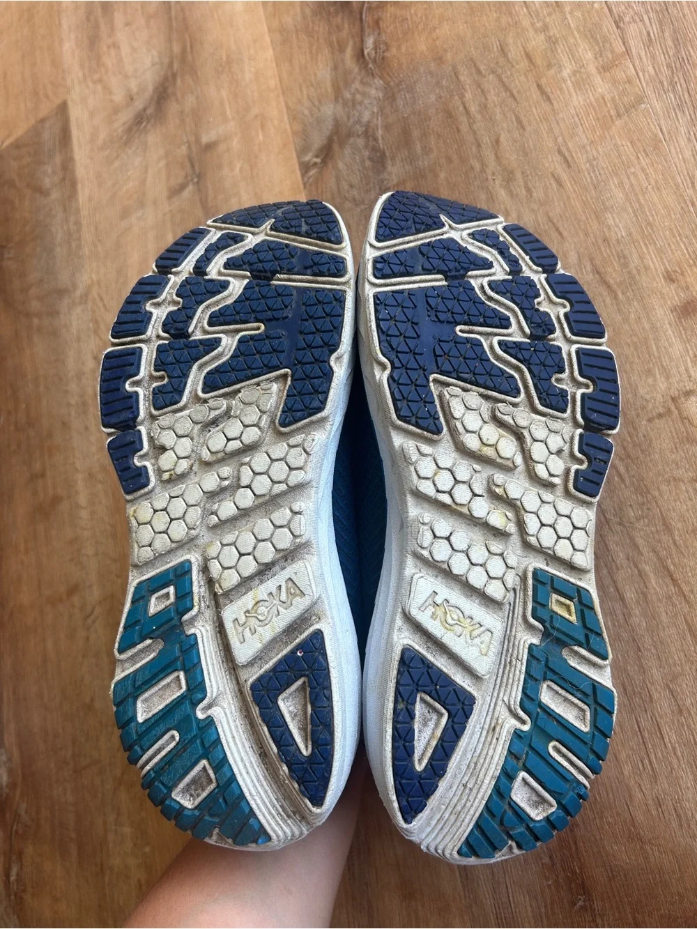 HOKA One One Bondi 5 Men’s Lace Up Running Shoes Blue/White US 10